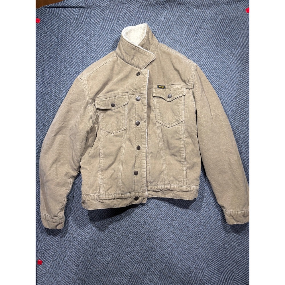 Wrangler Men's Sherpa Lined Corduroy Trucker Jacket Tan Brown  Size M